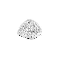 18k白金凸圆形主石，镶嵌钻石