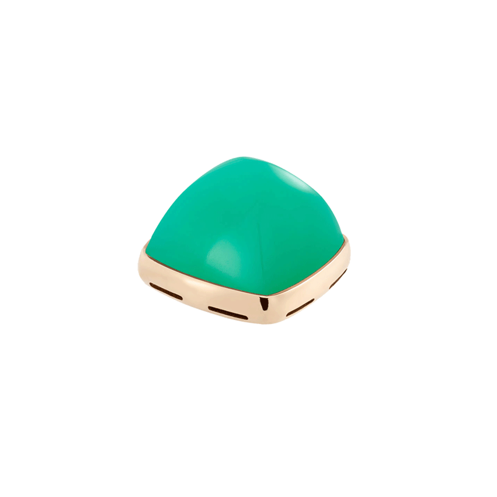 18k黄金底座绿玉髓凸圆形宝石