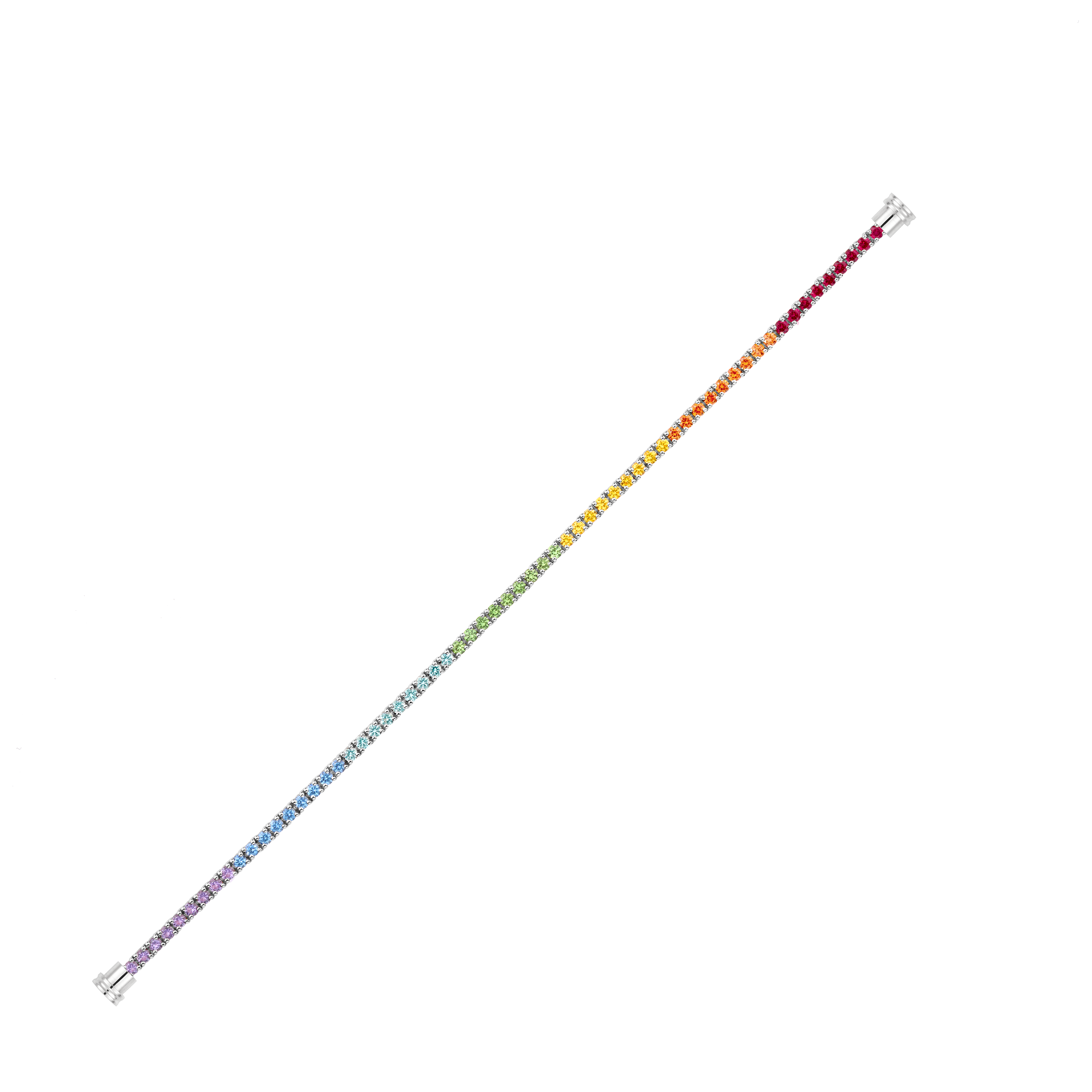 18K白金和彩色宝石手链