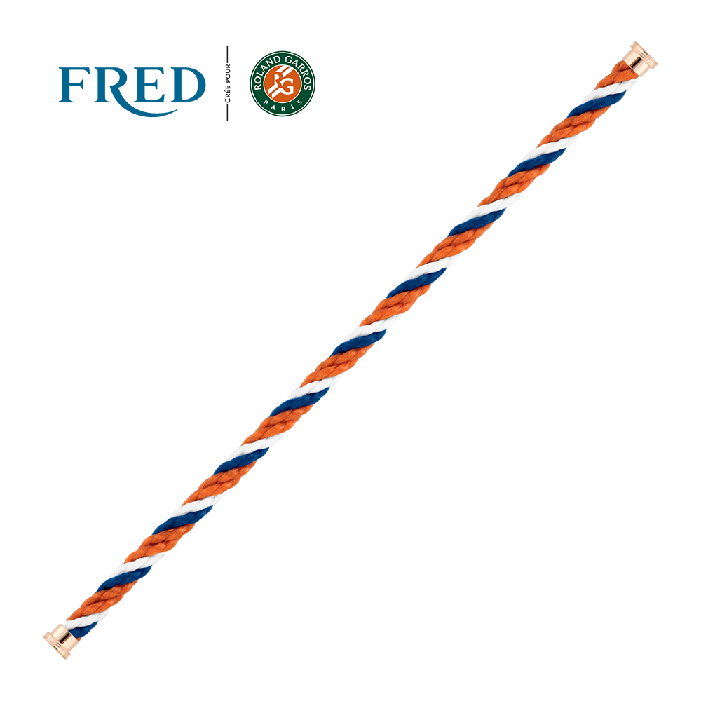 蓝色、白色和陶红色单圈纺织链绳 #FREDxRolandGarros