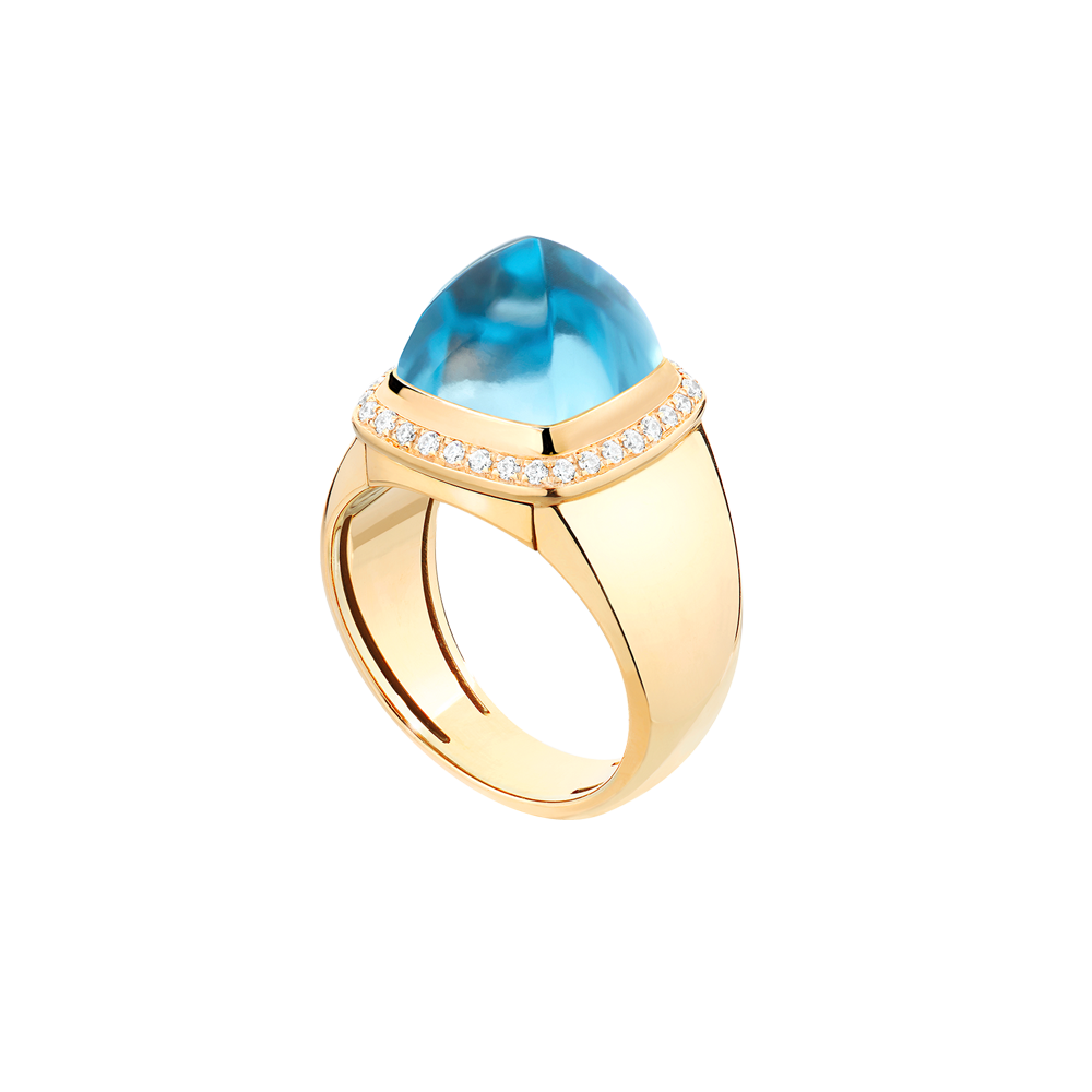 瑞士蓝托帕石 Pain de Sucre系列可替换宝石戒指