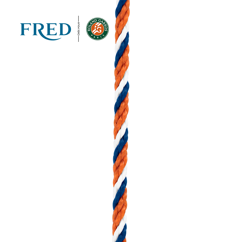 蓝色、白色和陶红色单圈纺织链绳 #FREDxRolandGarros
