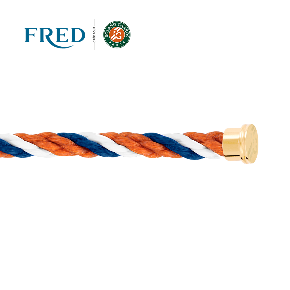 蓝色、白色和陶红色单圈纺织链绳 #FREDxRolandGarros