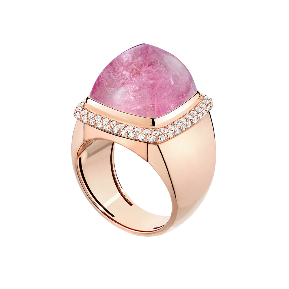 粉红碧玺 Pain de Sucre系列可替换宝石戒指