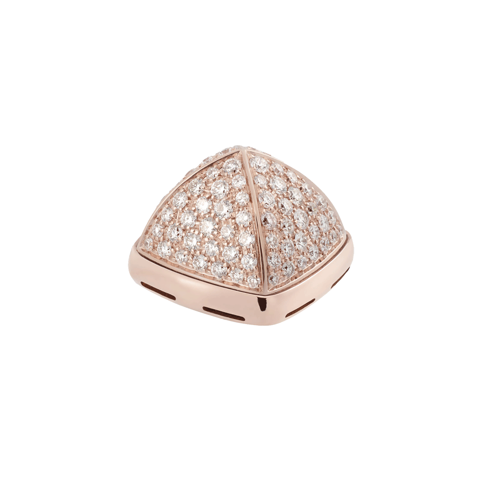 18k玫瑰金底座密镶钻石凸圆形主石