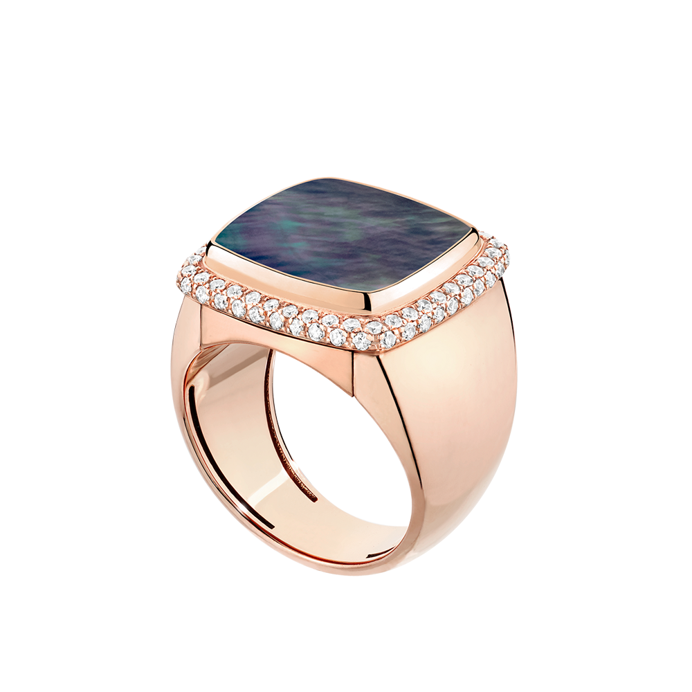 灰色珍珠母贝 Pain de Sucre系列可替换宝石戒指