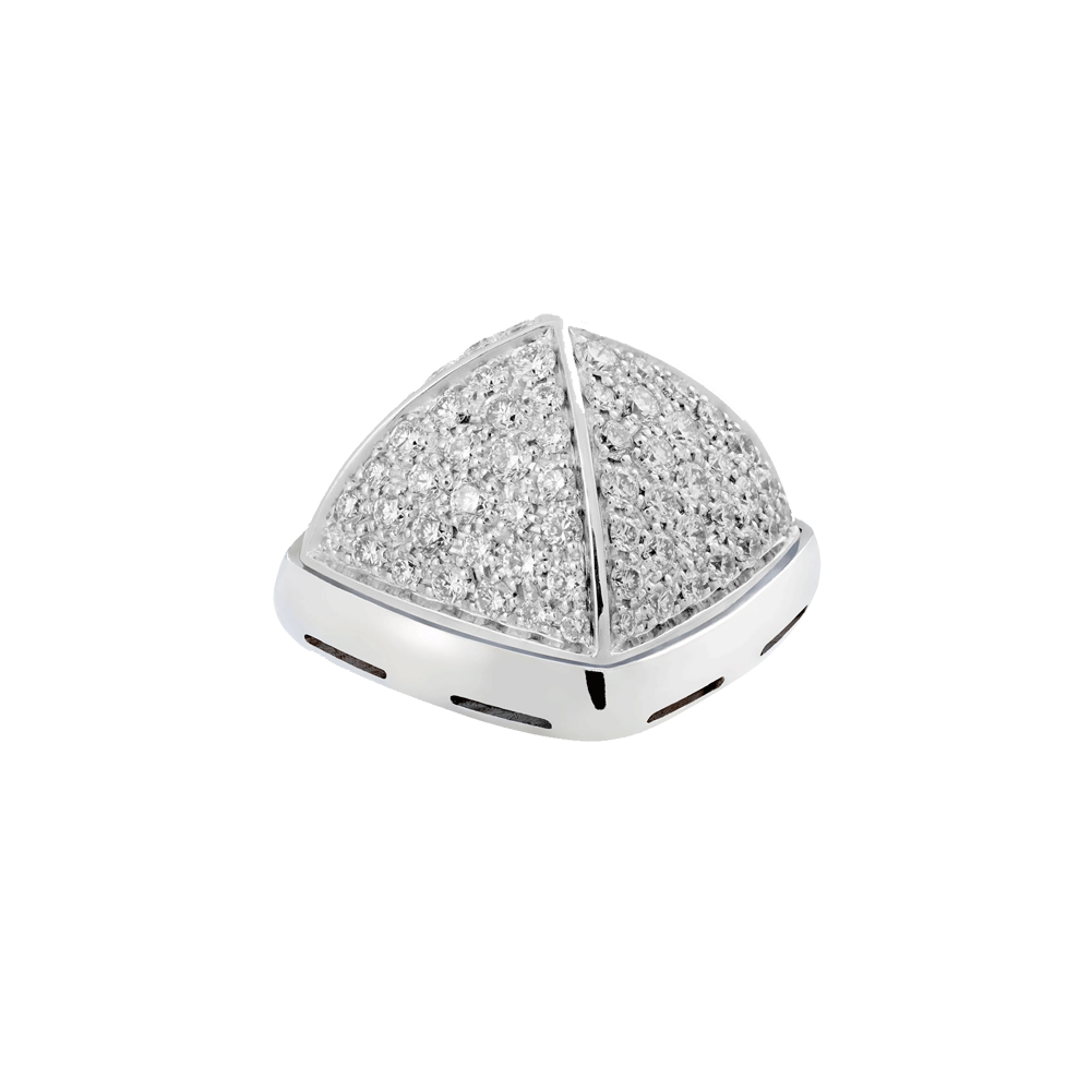 18k白金底座密镶钻石凸圆形主石