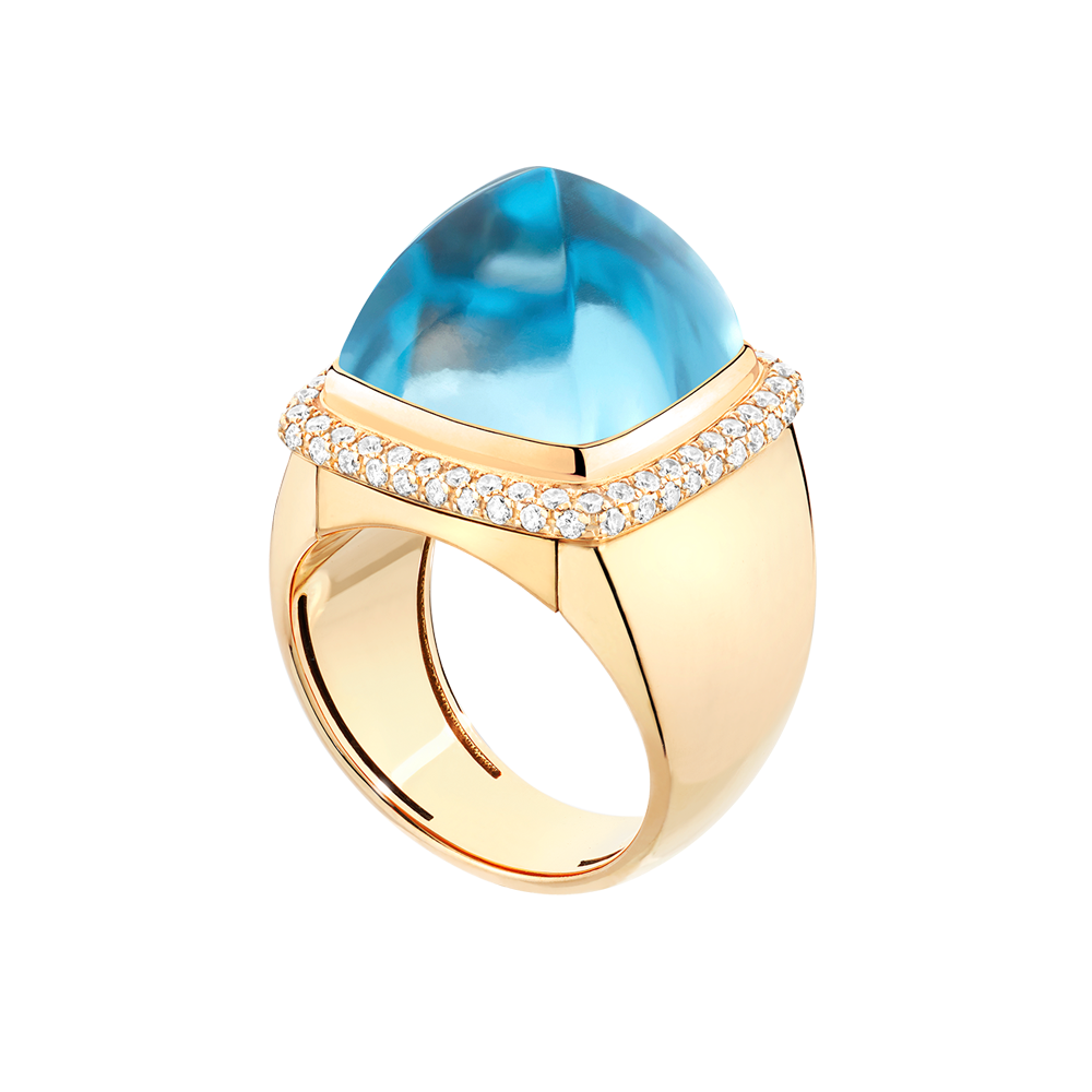 瑞士蓝托帕石 Pain de Sucre系列可替换宝石戒指