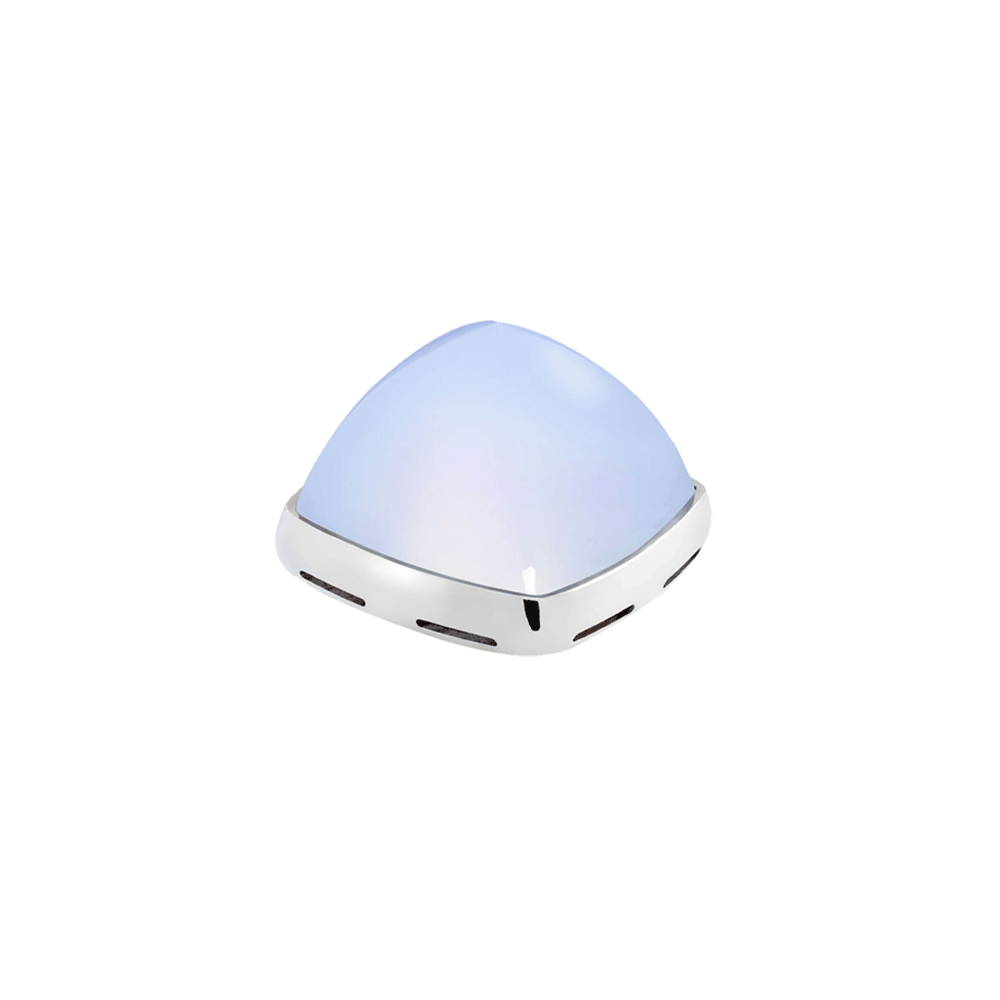 18k白金底座玉髓凸圆形宝石