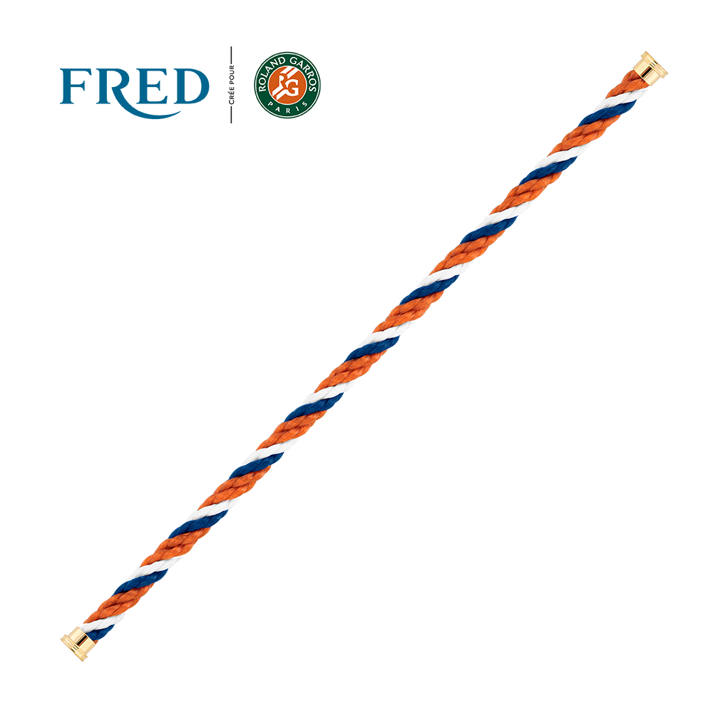 蓝色、白色和陶红色单圈纺织链绳 #FREDxRolandGarros