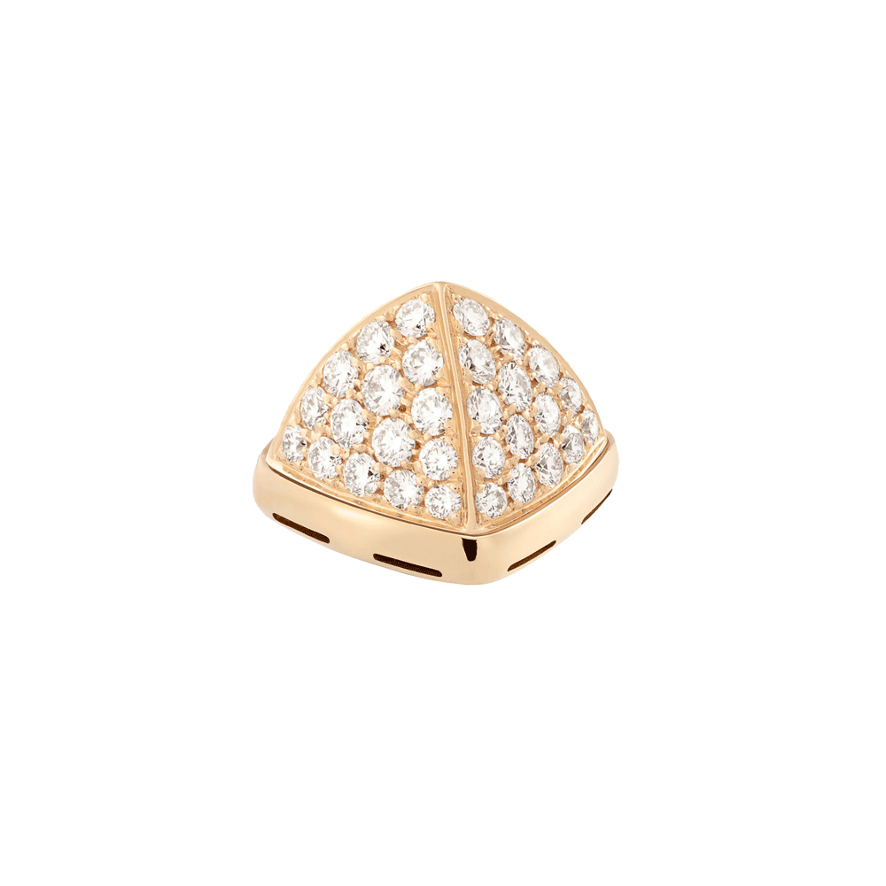 18k黄金凸圆形主石，镶嵌钻石