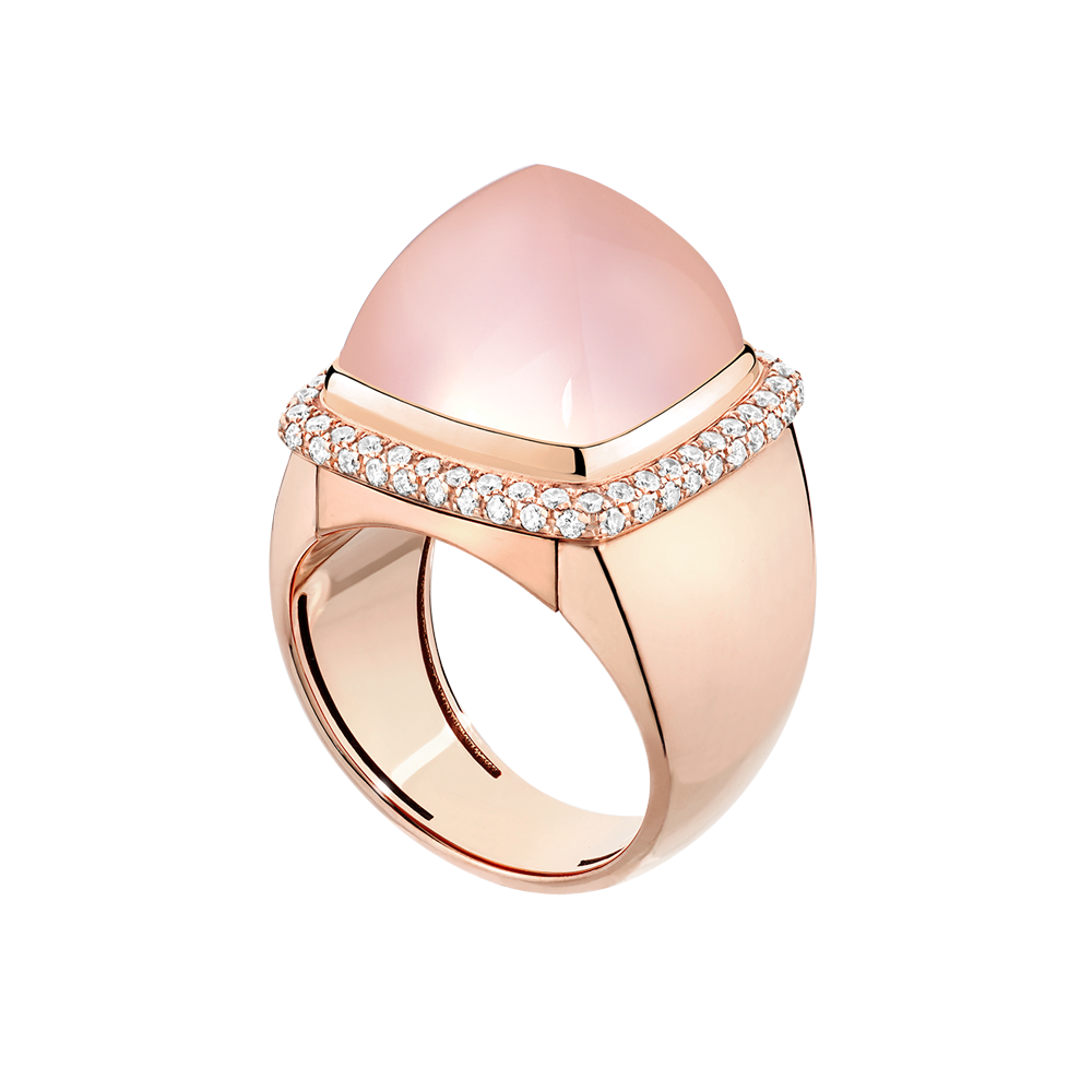 粉红石英 Pain de Sucre系列可替换宝石戒指