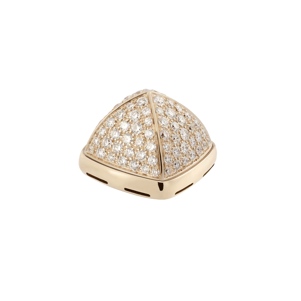 18k黄金底座密镶钻石凸圆形主石