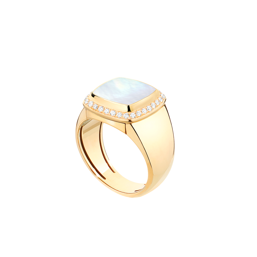 白色珍珠母贝 Pain de Sucre系列可替换宝石戒指